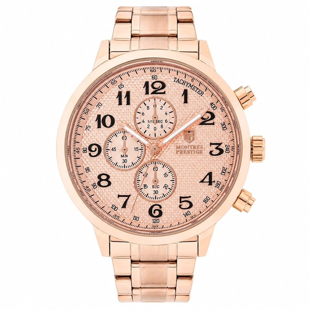 Men's Montres Prestige Rose Gold Chronograph Watch 43mm   MPW-0320 New